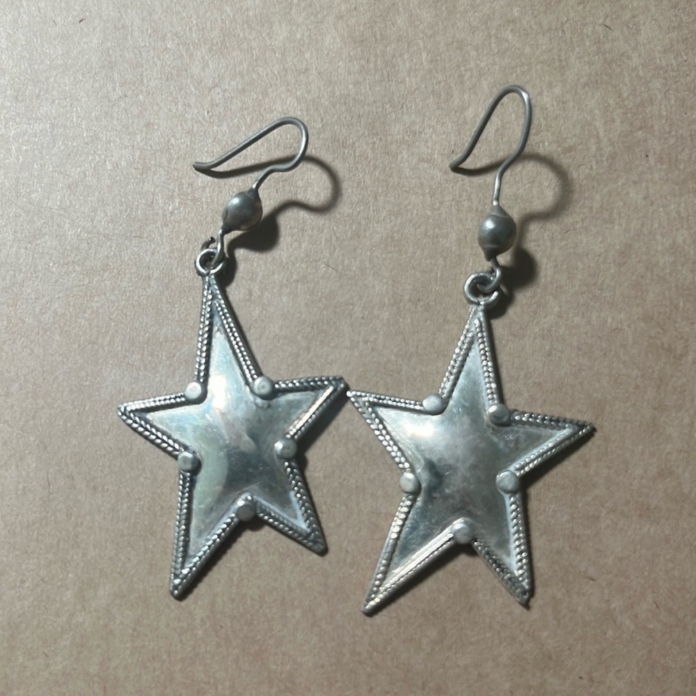 Sterling Silver Star Dangle Earrings